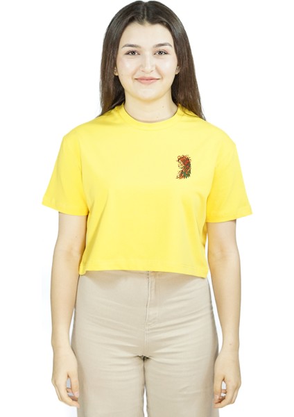 Magnabella | Sarı Renk Baskılı Crop | Oversize fiyatları