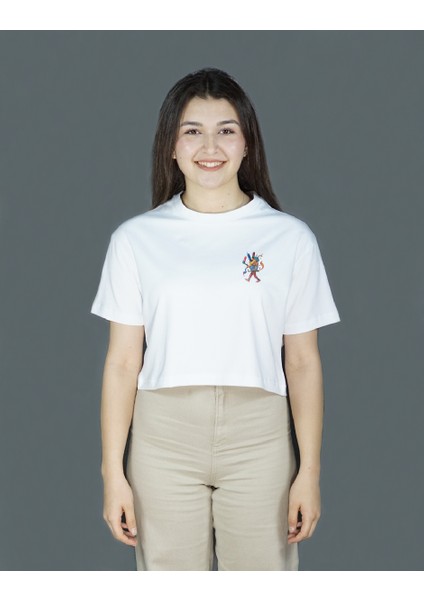 Manus Vita | Beyaz Renk | Baskılı Crop | Oversize fiyatları