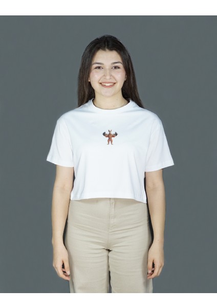 CarrotCore | Beyaz Renk | Baskılı Crop | Oversize fiyatları
