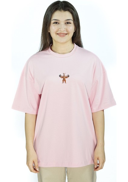 Carrotcore | Pembe Renk Baskılı Kadın T-Shirt | Oversize fiyatları
