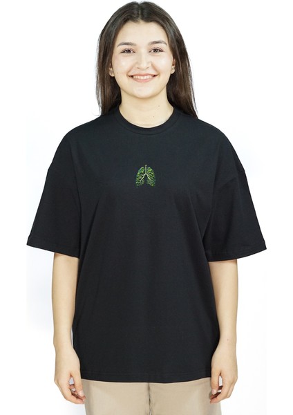 Sylvanea | Siyah Renk | Baskılı Kadın T-shirt | Oversize fiyatları