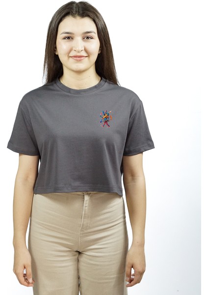 Manus Vita | Gri Renk | Baskılı Crop | Oversize fiyatları