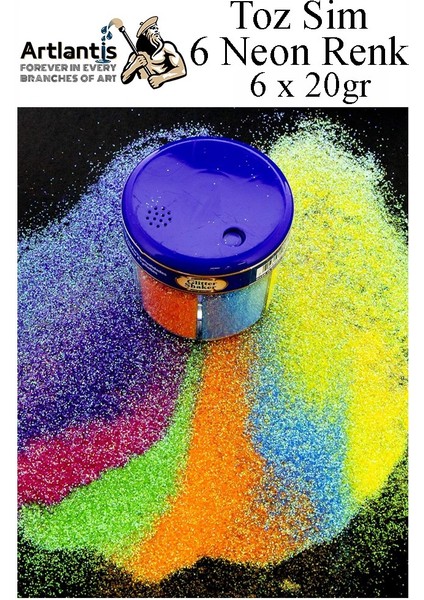 Neon Fosforlu Toz Sim 6 Renk 120 gr 1 Paket Tuzluklu Karışık 6 Lı Renkli Canlı Neon Toz Sim Büyük Epoksi Reçine fiyatları