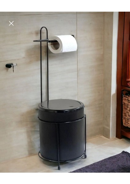 Kovalı Tuvalet Kağıtlığı, Çöp Kovalı Tuvalet Kağıdı Askısı, Banyo Çöp Kovası, Tuvalet Kağıdı Asma Apt