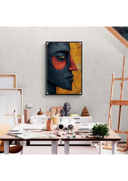 Çerçeveli Tablo Modern Soyut Sanat Profil Dekoratif