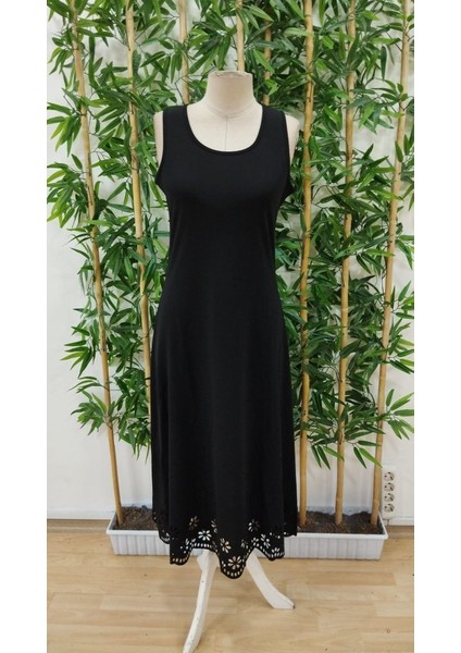 Kadın Etek Ucu Çiçek Desenli Kolsuz Midi Boy Ithal Krep Elbise indirimleri