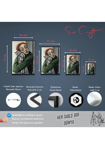 Çerçeveli Tablo Modern Sanat Eseri Ekspresyonist Tarz