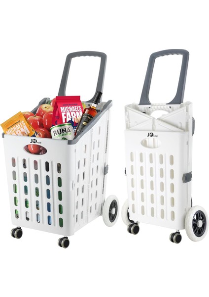 Sağlam Katlanır, 4 Tekerlekli, Market Alışveriş Arabası, Büyük Kapasiteli, 75 Litre Hacim,