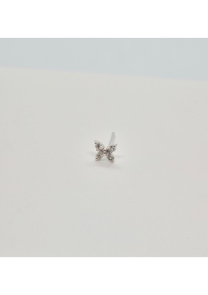 925 Ayar Gümüş Zirkon Taşlı '' Kelebek '' Hızma ( En: 5 mm Boy: 5 mm )