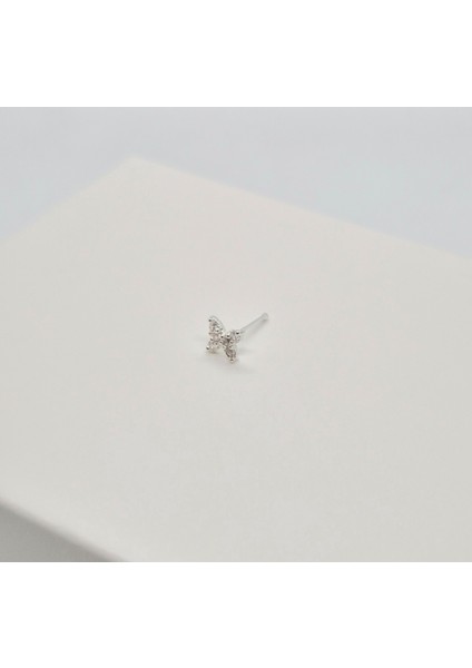 925 Ayar Gümüş Zirkon Taşlı '' Kelebek '' Hızma ( En: 5 mm Boy: 5 mm )