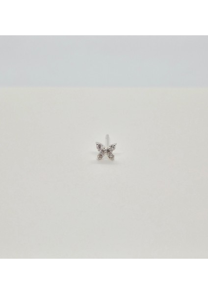 925 Ayar Gümüş Zirkon Taşlı '' Kelebek '' Hızma ( En: 5 mm Boy: 5 mm )