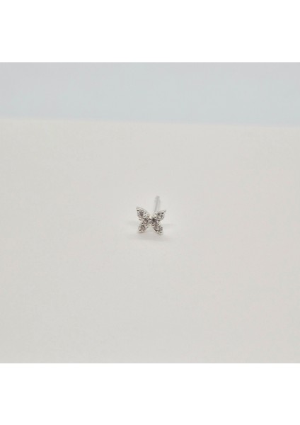 925 Ayar Gümüş Zirkon Taşlı '' Kelebek '' Hızma ( En: 5 mm Boy: 5 mm )