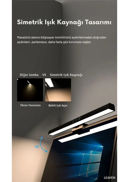 50CM Göz Koruyucu Pc Laptop Monitör Lambası- USB Bağlantılı 3 Farklı Tonda Aydınlatma indirimleri