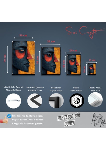 Çerçeveli Tablo Modern Soyut Sanat Profil Dekoratif