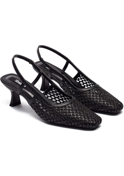 Kadın Hasır Örme Kısa Topuklu Kare Burun Günlük Ayakkabı 1025