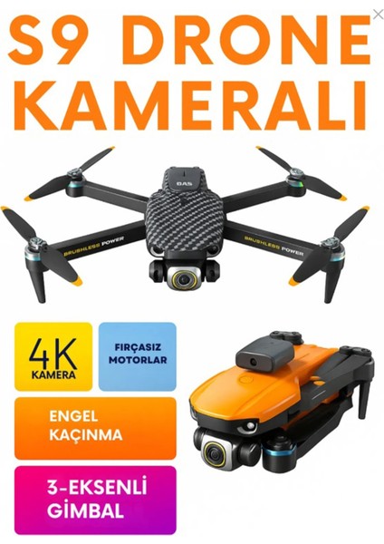 S9 4K Kamera Drone Uzaktan Kumandalı Mini Quadcopter Katlanır Kanat S9 Drone