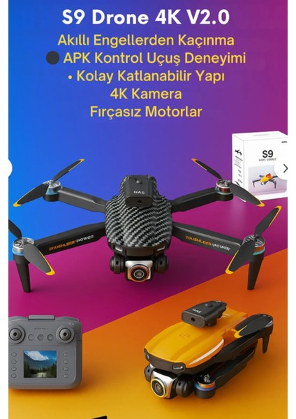 S9 4K Kamera Drone Uzaktan Kumandalı Mini Quadcopter Katlanır Kanat S9 Drone fiyatları