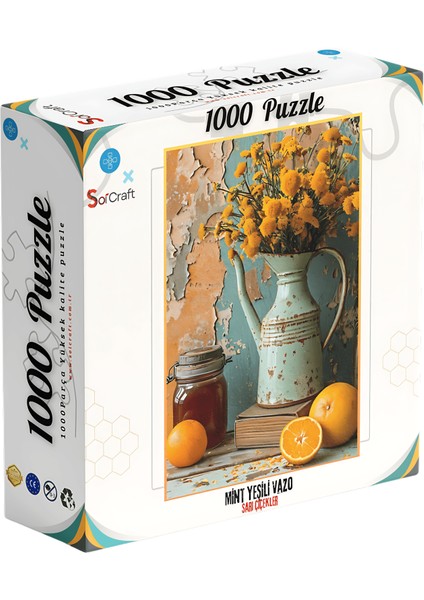 1000 Parça Puzzle Mint Yeşili Vintage Vazo