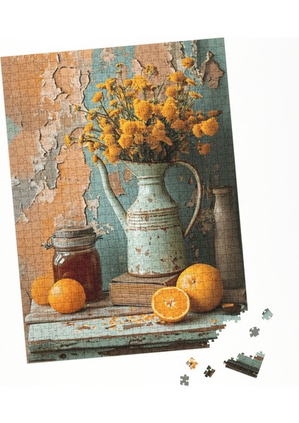 1000 Parça Puzzle Mint Yeşili Vintage Vazo fırsatları