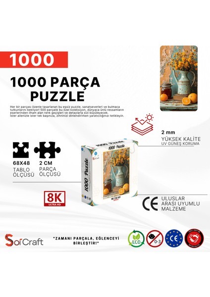 1000 Parça Puzzle Mint Yeşili Vintage Vazo