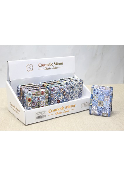 Taşlı El Aynası Dikdörtgen Kalın Model 3