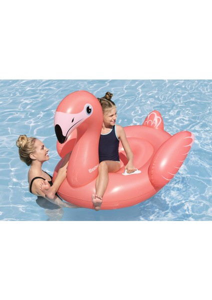 Pembe Flamingo Şekilli Şişme Deniz Yatağı | 138X107 cm | 3+ Yaş Çocuk Havuz Oyuncağı