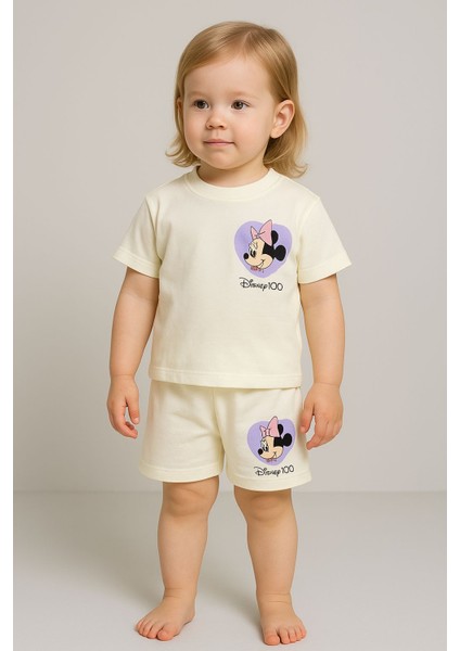 2li Tshirt Şort Beyaz Kız TAKIMI Pamuklu