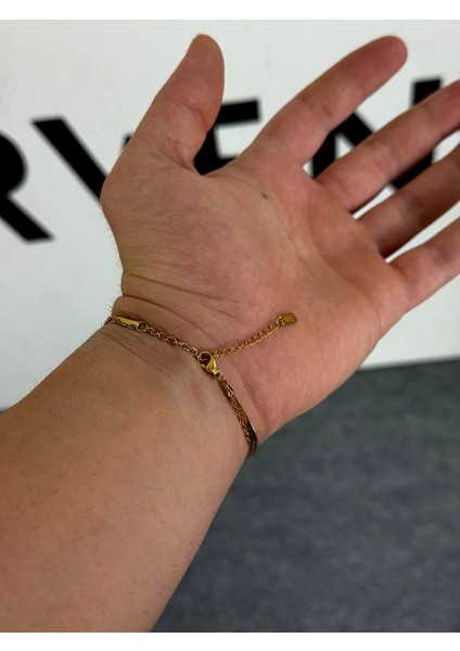 Gold Erkek Ikili Zincir Bileklik Kadın Paslanmaz Çelik Renk Atmaz Unısex Kararmaz Çelik Bileklik indirimleri