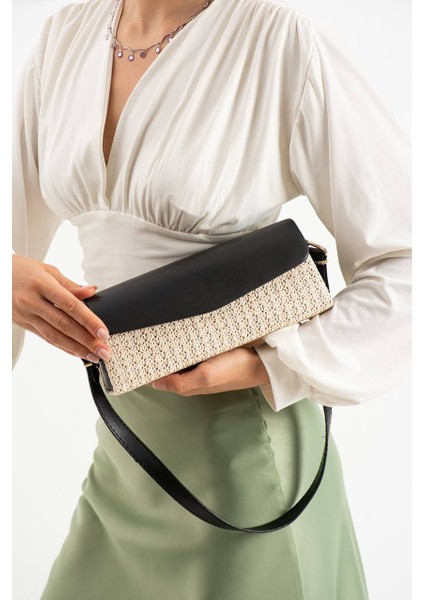 Hasır Detaylı Baget El ve Omuz Çantası fiyatları