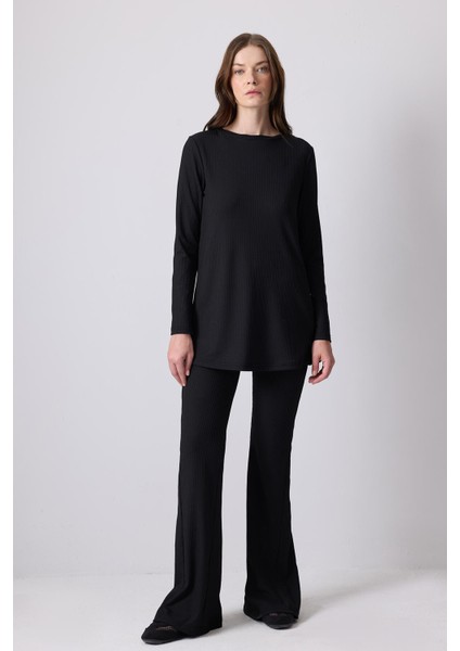 Fitilli Örme Tunik Pantolon Takım