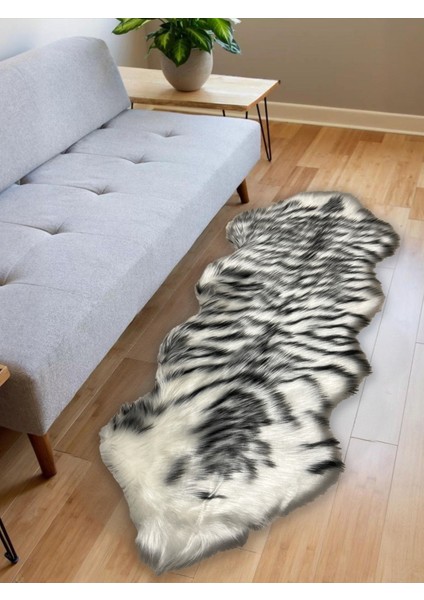 Tiger Süet Taban, Yıkanabilir Lüks Kaplan Çift Kafa Yumuşacık Kürk Halı Kuzu Post 80X150