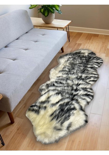 Tiger Süet Taban, Yıkanabilir Lüks Kaplan Çift Kafa Yumuşacık Kürk Halı Kuzu Post 80X150