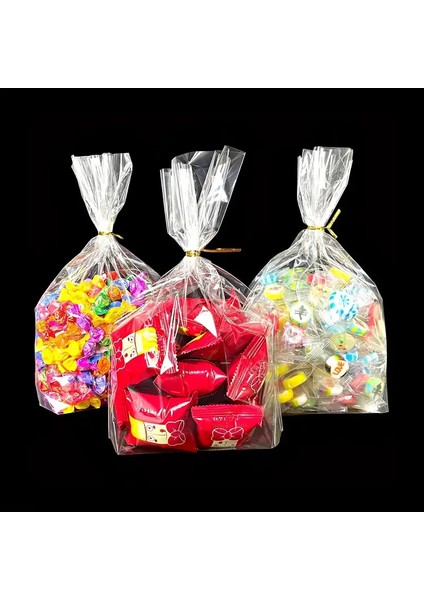 50 Adet 20X30 cm Bantsız Şeffaf Opp Jelatin Poşet, Kurabiye Poşeti