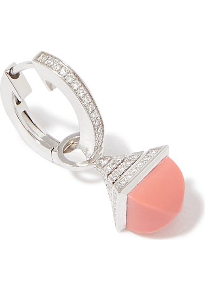 Cleo Mini Düşen Küpe, 18K Beyaz Altın, Pembe Mercan ve Pırlantalar modelleri