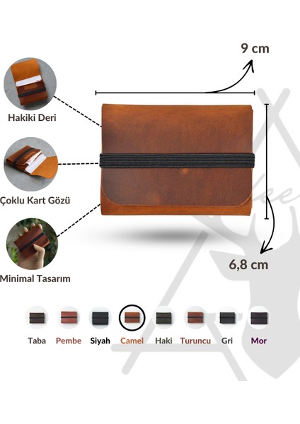 - Hakiki Deri Kartlık - Crazy Deri - Minimal - Camel