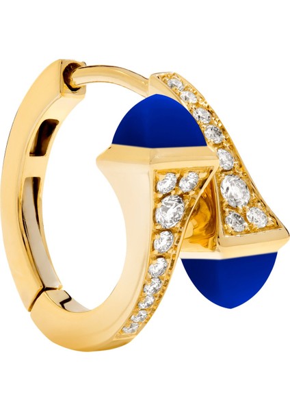 Dörtgen Yüzük Sarmal Altın Küpe - Lapis Lazuli ile