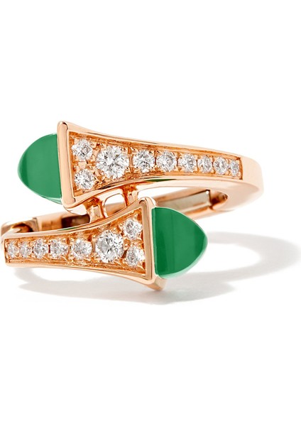 Yeşil Akik ve Elmaslı 18K Pembe Altın Huggie Küpe modelleri
