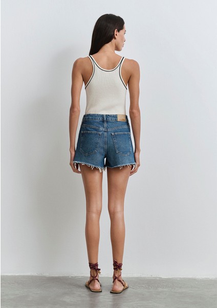 Cherry 90LAR Puslu Koyu Mavi Jean Şort 1410022-89732