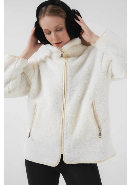 Peluş Beyaz Kadın Mont 5211 indirimleri