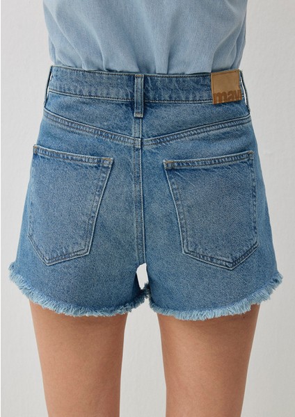 Cherry 90LAR Gölgeli Indigo Mavisi Jean Şort 1410022-87070