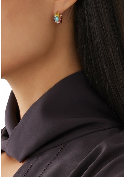 Şık Opal Taşlı Huggies Küpe