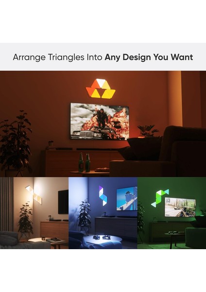 Shapes Üçgen Başlangıç Kiti, 9 Rgbw Akıllı LED Panel, Müzik ve Ekran Senkronizasyonlu fırsatları
