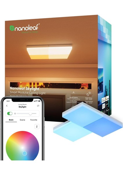 Skylight Başlangıç Seti,3 LED Rgbcw Akıllı Tavan Aydınlatması, 16 Milyon Renk,