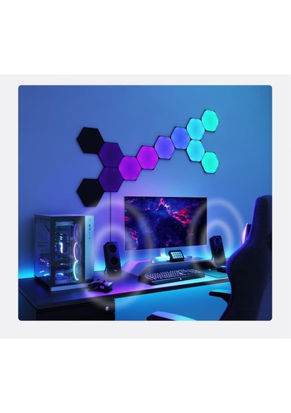 Ultra Siyah Altıgen Başlangıç Seti,9 Akıllı Rgbw LED Panel, Modüler Duvar Lambası fiyatları