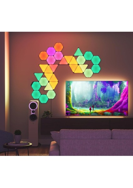 Ultra Siyah Altıgen Başlangıç Seti,9 Akıllı Rgbw LED Panel, Modüler Duvar Lambası modelleri