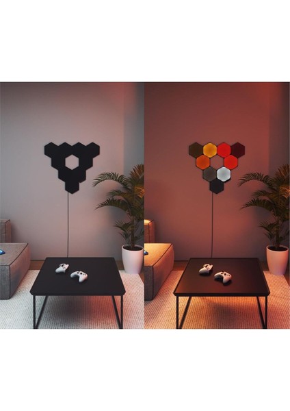 Ultra Siyah Altıgen Başlangıç Seti,9 Akıllı Rgbw LED Panel, Modüler Duvar Lambası fırsatları