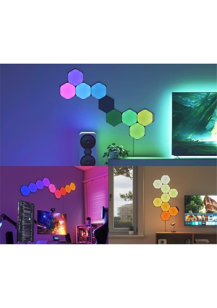 Ultra Siyah Altıgen Başlangıç Seti,9 Akıllı Rgbw LED Panel, Modüler Duvar Lambası indirimleri