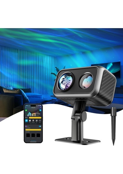 Açık Hava Lazer Projektörü,aurora Kuzey Işıkları, 16 Rgb Modu, 50+ Şenlikli