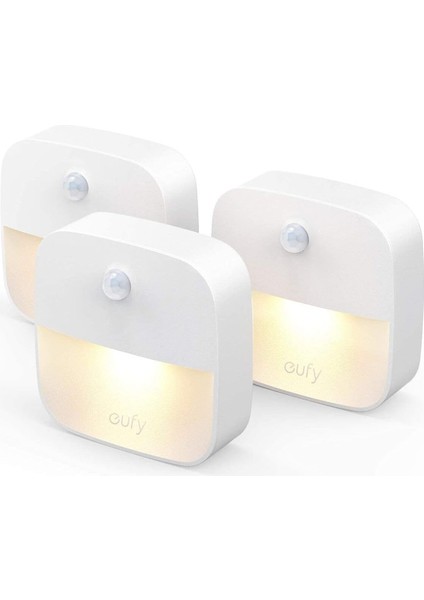 Lumi 3’lü LED Gece Lambası Hareket Sensörlü, Otomatik Açma/kapama, Sıcak Beyaz Işık
