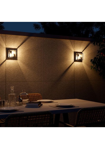 Bologna LED Duvar Lambası, 2x E27, Siyah, IP44 Sıçrama Geçirmez, Endüstriyel Modern Tasarım fiyatları